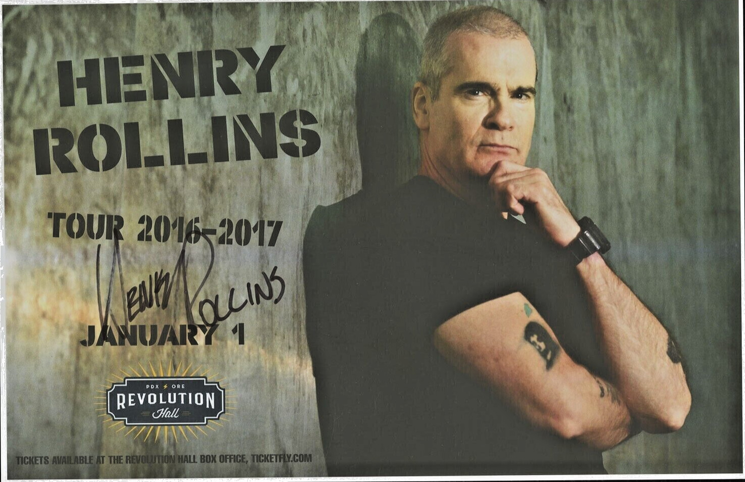 Henry Rollins autographed Hand Signed gig poster Revolution Hall OR. 1/1/2017