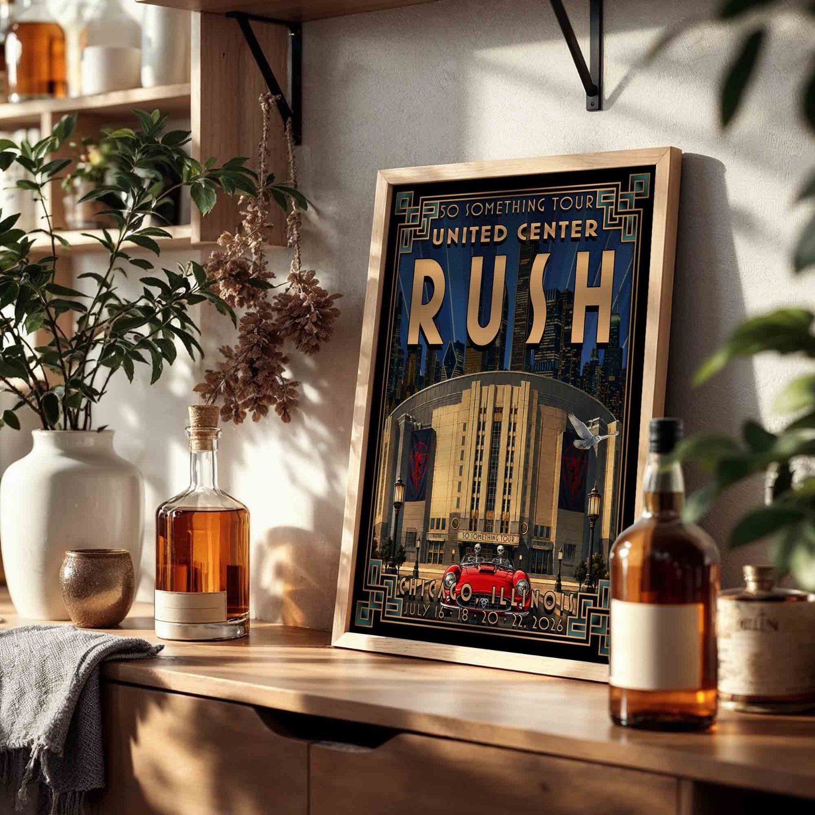 Rush Poster | 50 Something Tour Chicago Concert Art Deco Print