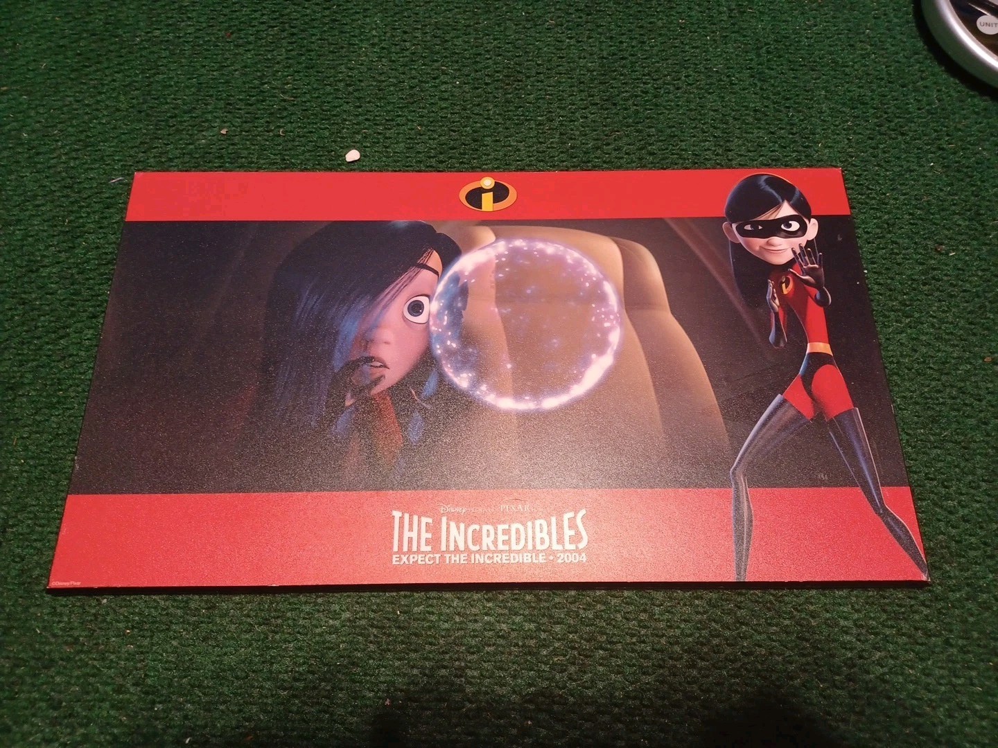 The Incredibles Pixar Art Original Lobby Card 10×17 Violet Wood Back