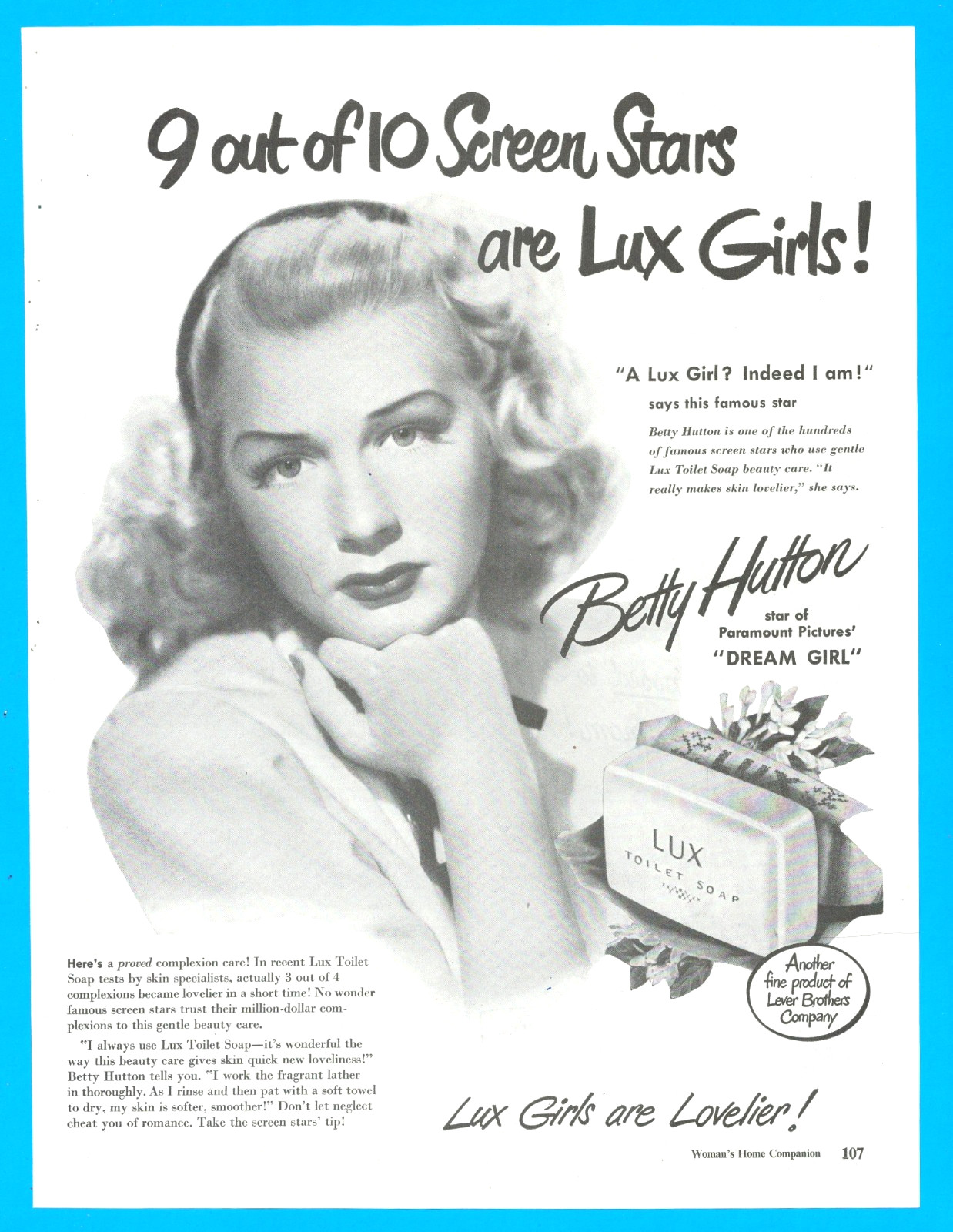 Betty Hutton movie star Hollywood celebrity Paramount vintage print ad 1948