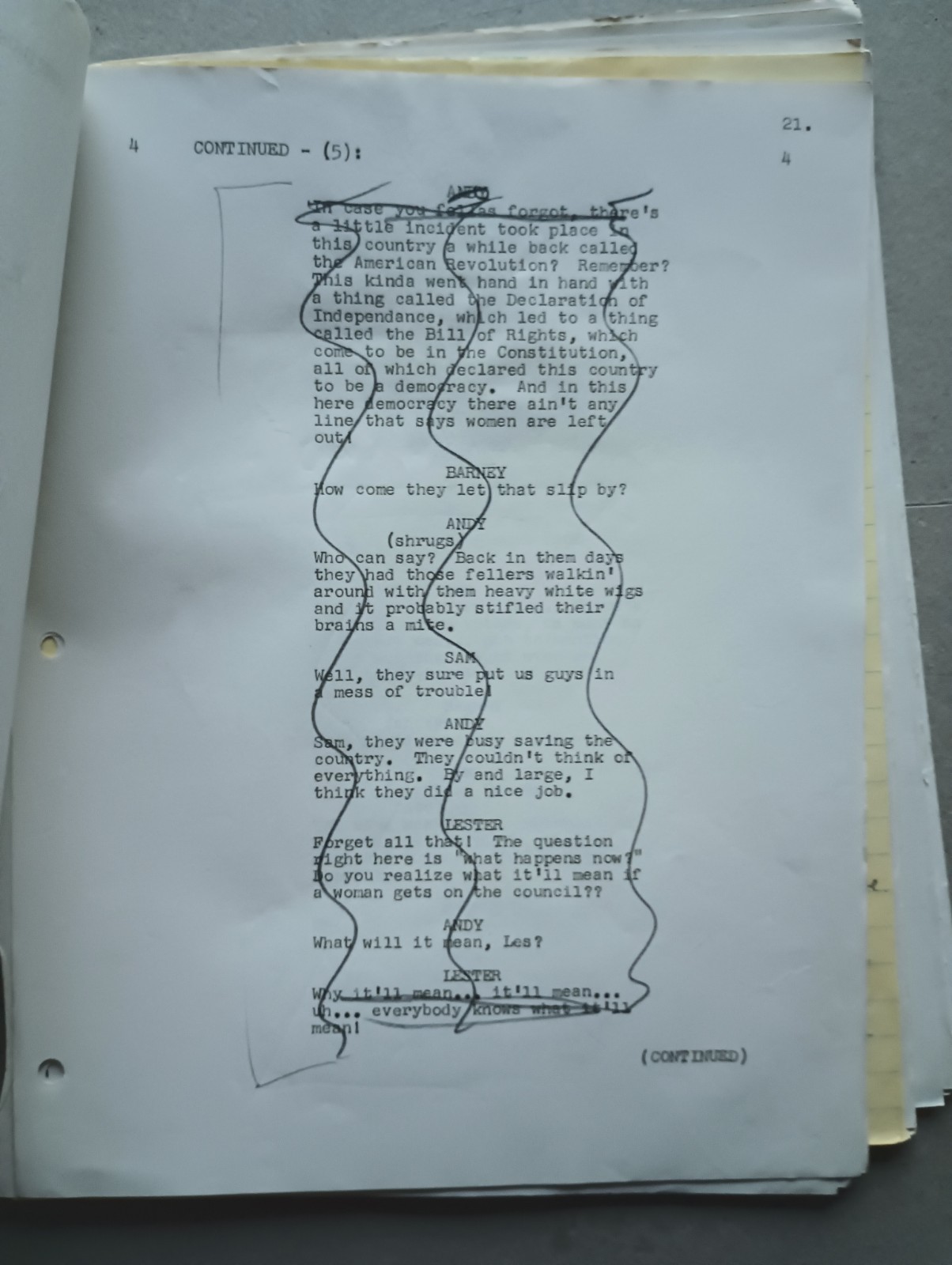 Original ANDY GRIFFITH SHOW TV SCRIPT ‘Ellie for Council’ + Handwritten Notes
