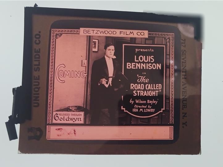 MAGIC LANTERN GLASS SLIDE 1919 SILENT MOVIE ROAD CALLED STRAIGHT LOUIS BENNISON
