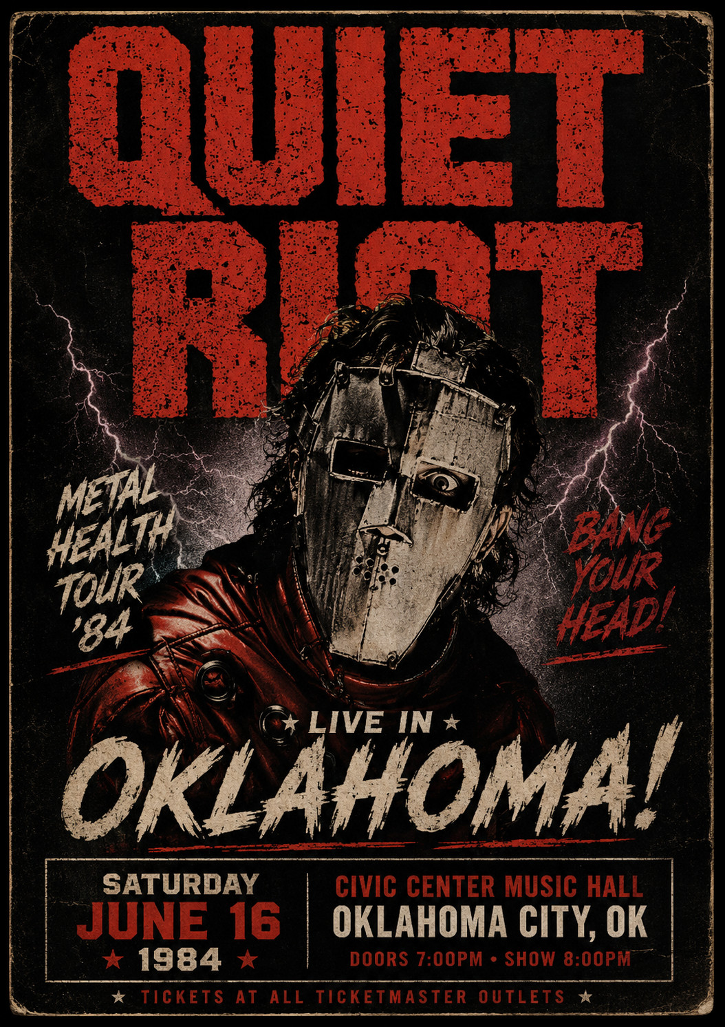 1984 QUIET RIOT CONCERT POSTER WALL ART PRINT OAKLAHOMA CITY OKLAHOMA