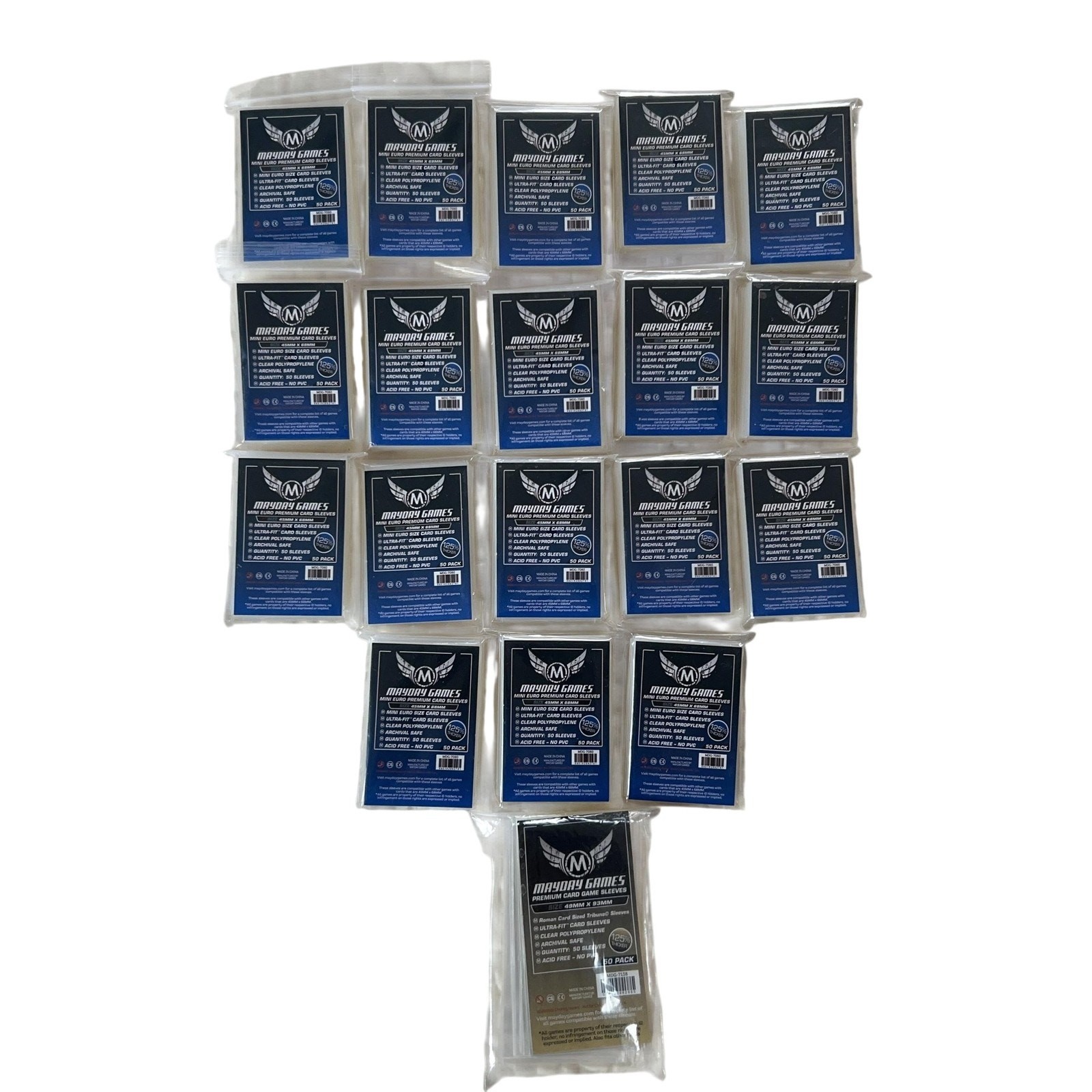 Mayday Games Mini Euro Card Sleeves 45x68mm 50 Pack Clear Polypropylene