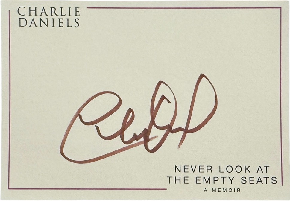 Charlie Daniels signed 3.5×5 Never Look at Empty Seats: A Memoir Bookplate – COA