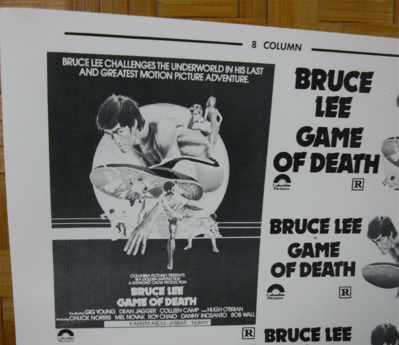 GAME OF DEATH Movie Mini Ad Sheet VTG Advertising Poster Clip Art Film Bruce Lee