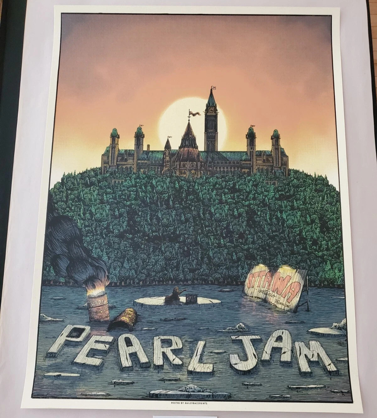 2020 Pearl Jam Ottowa Ontario 3/20 Screen Print Concert Poster by Bailey Race