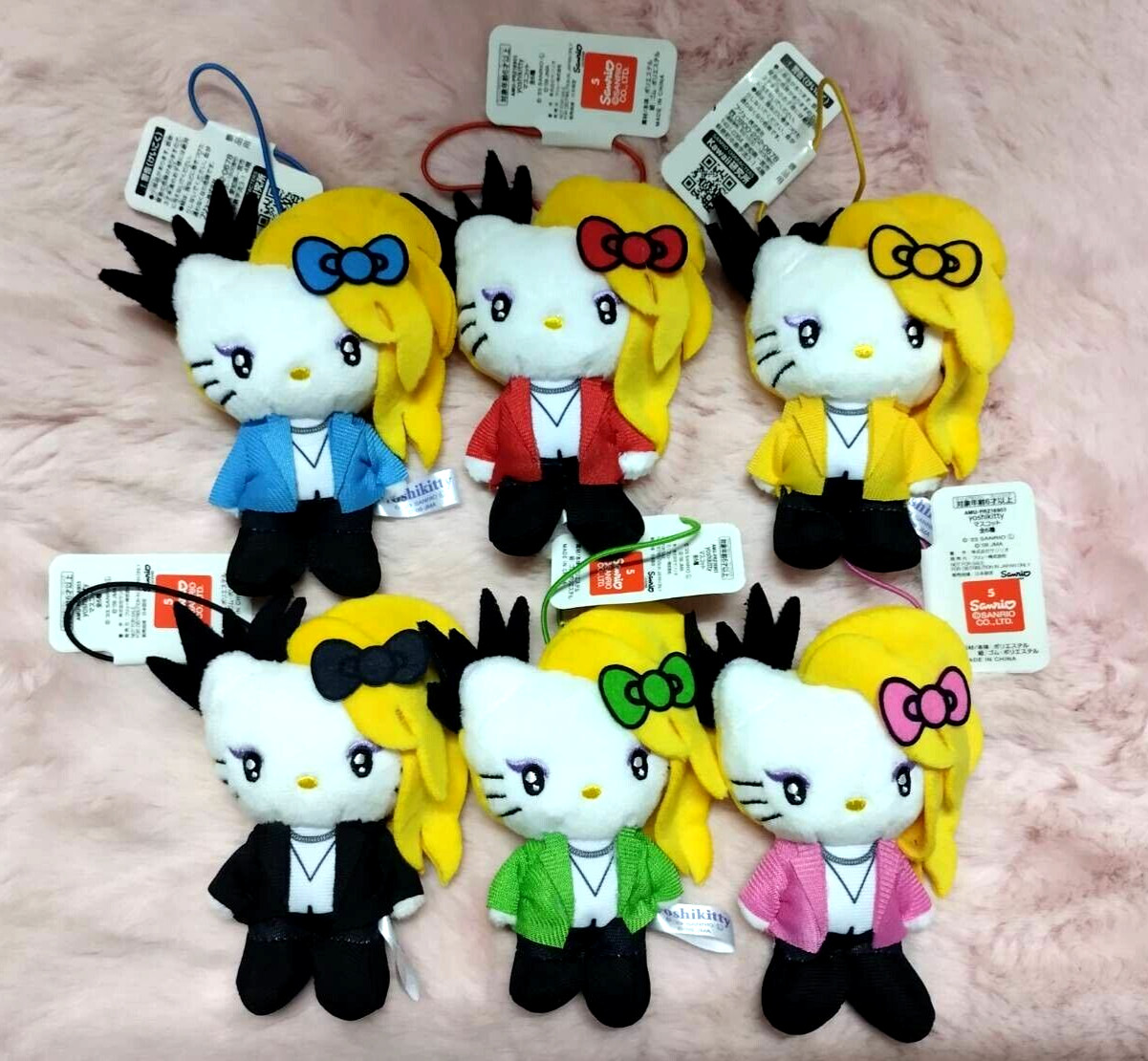 Yoshiki X-Japan x Hello Kitty Yoshikitty 4″ Plush Doll Keychain New 6 Colors