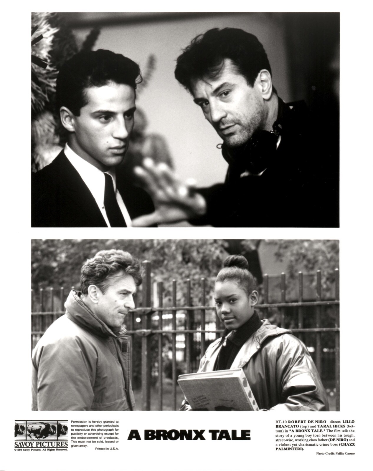 Robert De Niro Lillo Brancato A Bronx Tale Official 8×10 Studio Promo Photo 2