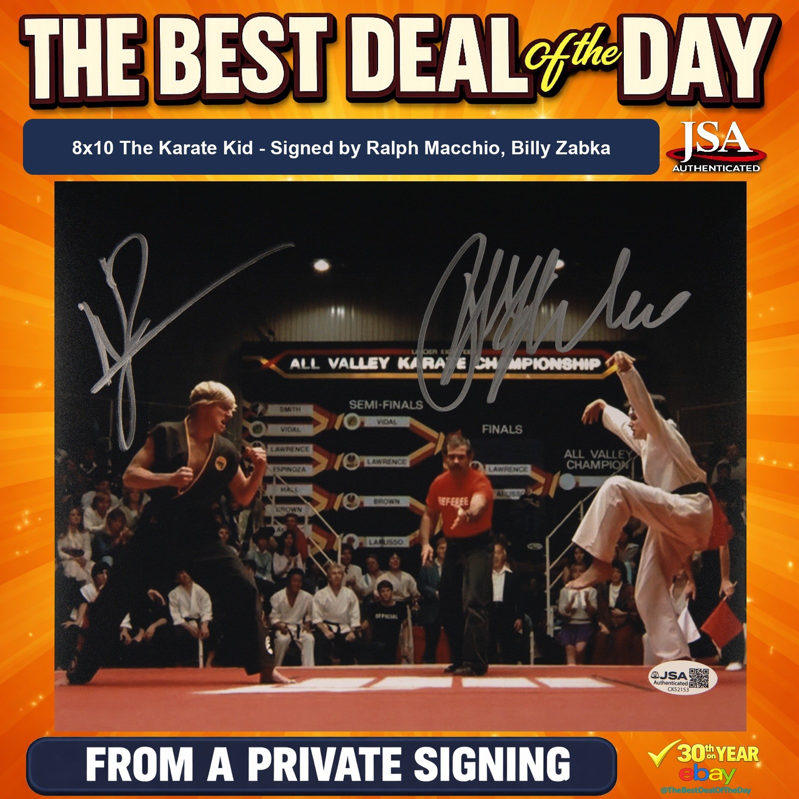 Ralph Macchio & Billy Zabka Signed 8×10 Photo The Karate Kid JSA Private Signing