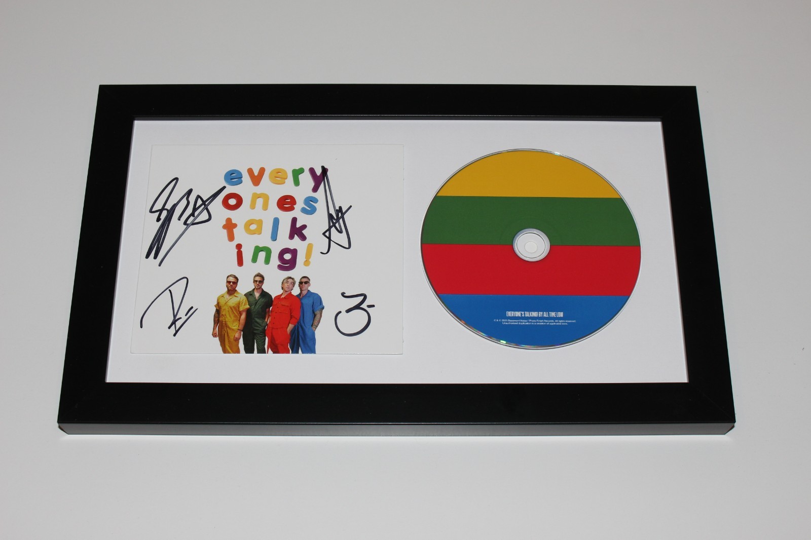 ALL TIME LOW BAND SIGNED FRAMED ‘EVERYONE’S TALKING!’ CD COVER ALBUM COA x4