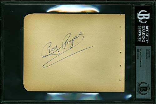 Roy Rogers The Roy Rogers Show Authentic Signed 4.5×5.75 Album Page BAS Slabbed