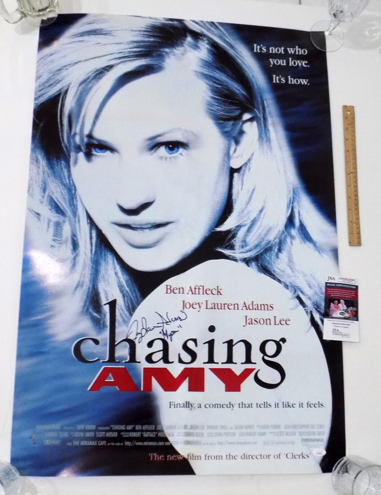 Chasing Amy JOEY LAUREN ADAMS Signed “Alyssa” Auto 23.5×36 Color Poster JSA💎COA