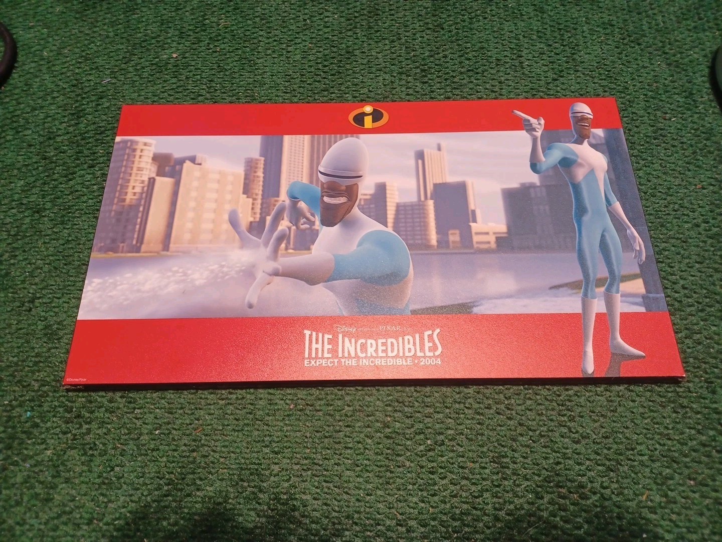 The Incredibles Pixar Art Original Lobby Card 10×17 Frozone Wood Back