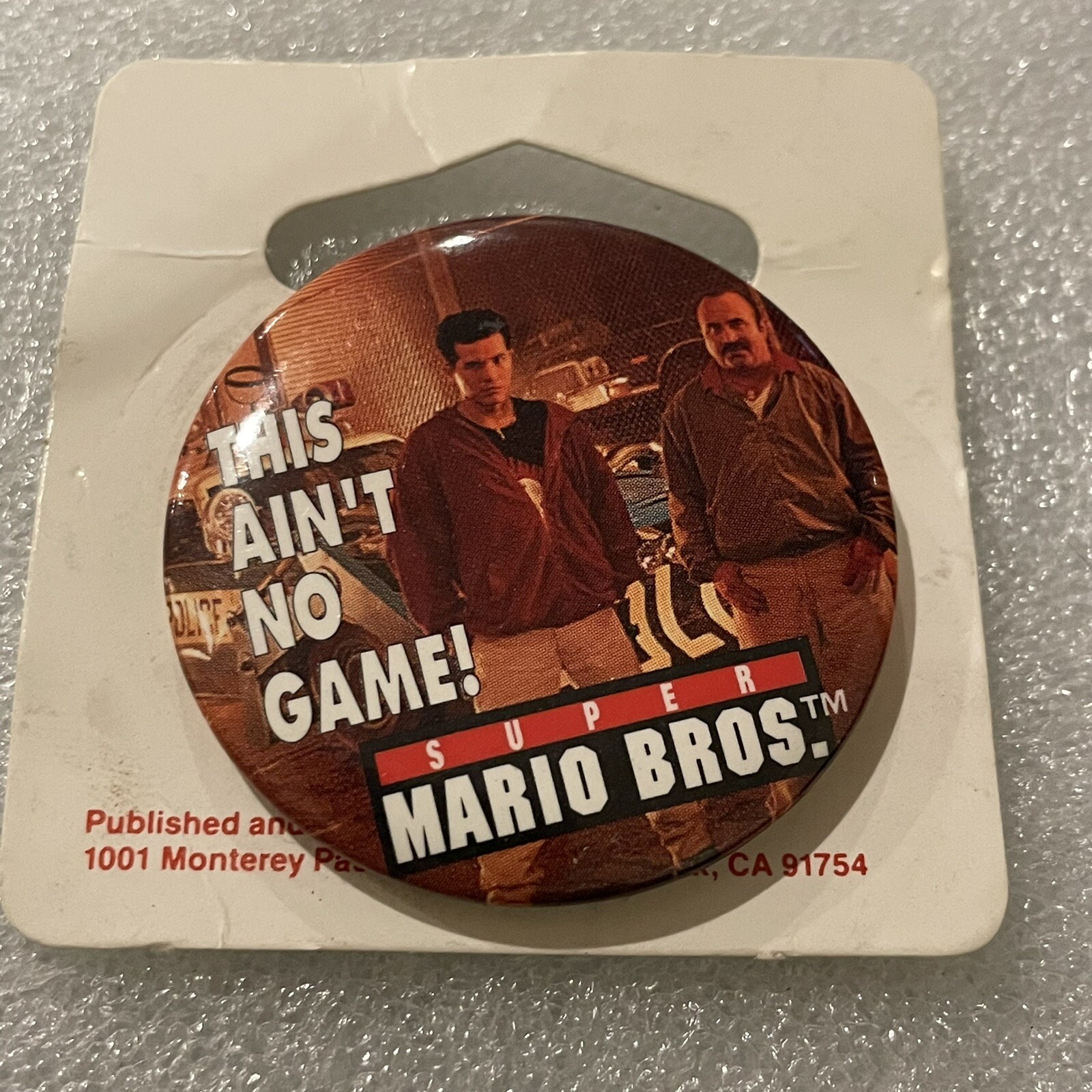 VTG Super Mario Brothers 1993 Movie Promo Button Pin John Leguizamo No Game