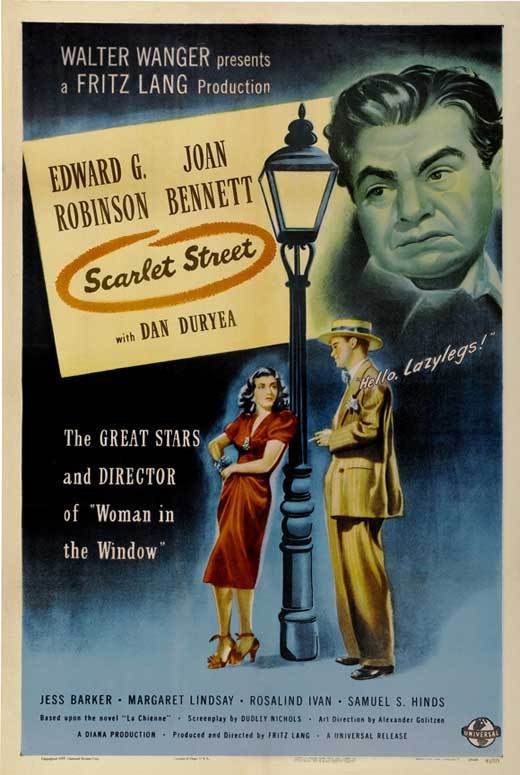 SCARLET STREET Movie POSTER 27×40 C Edward G. Robinson Joan Bennett Dan Duryea