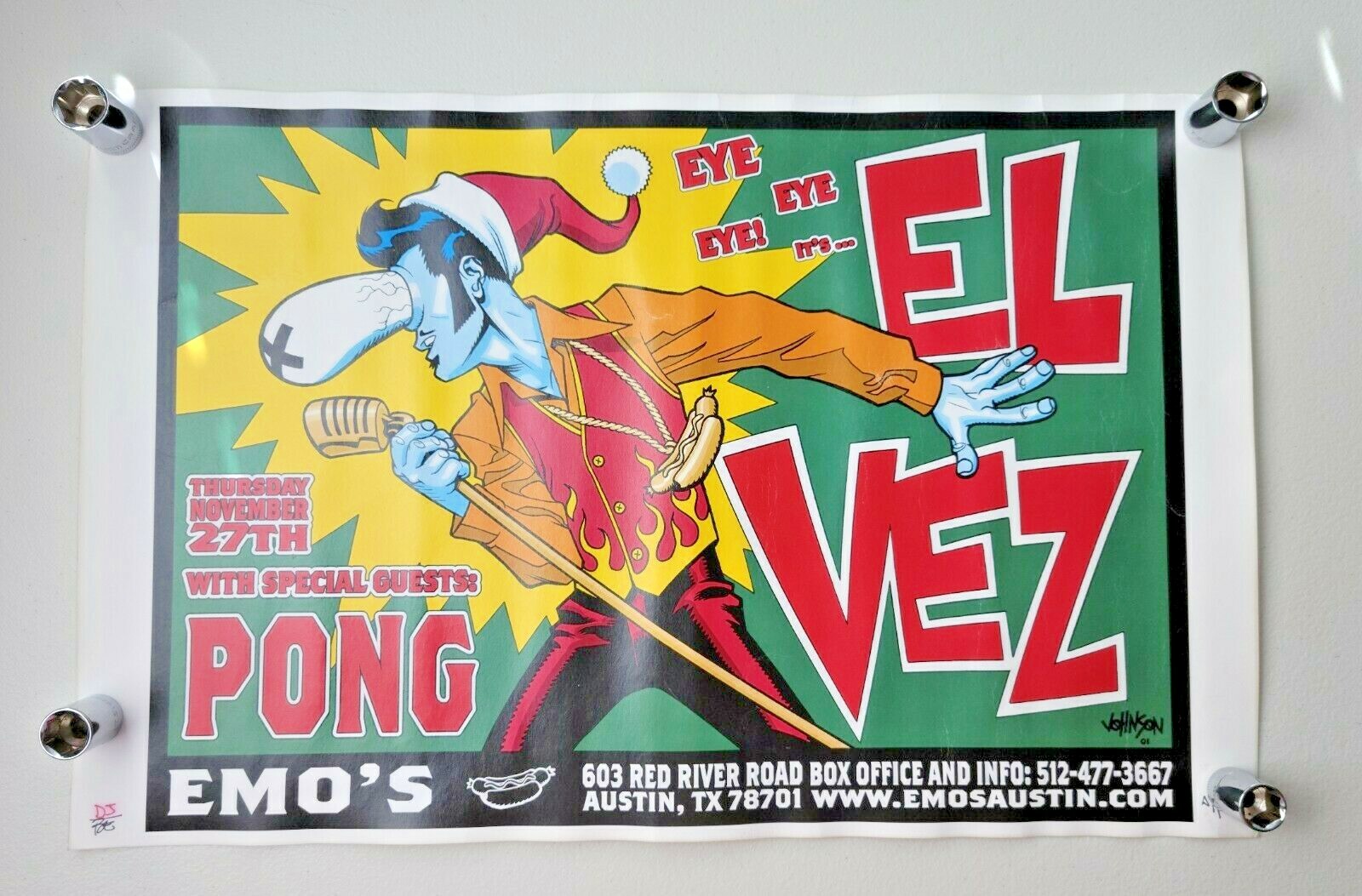 El Vez/Pong Concert Poster 2001 Emo’s Austin TX Limited Ed Signed Brian Ewing