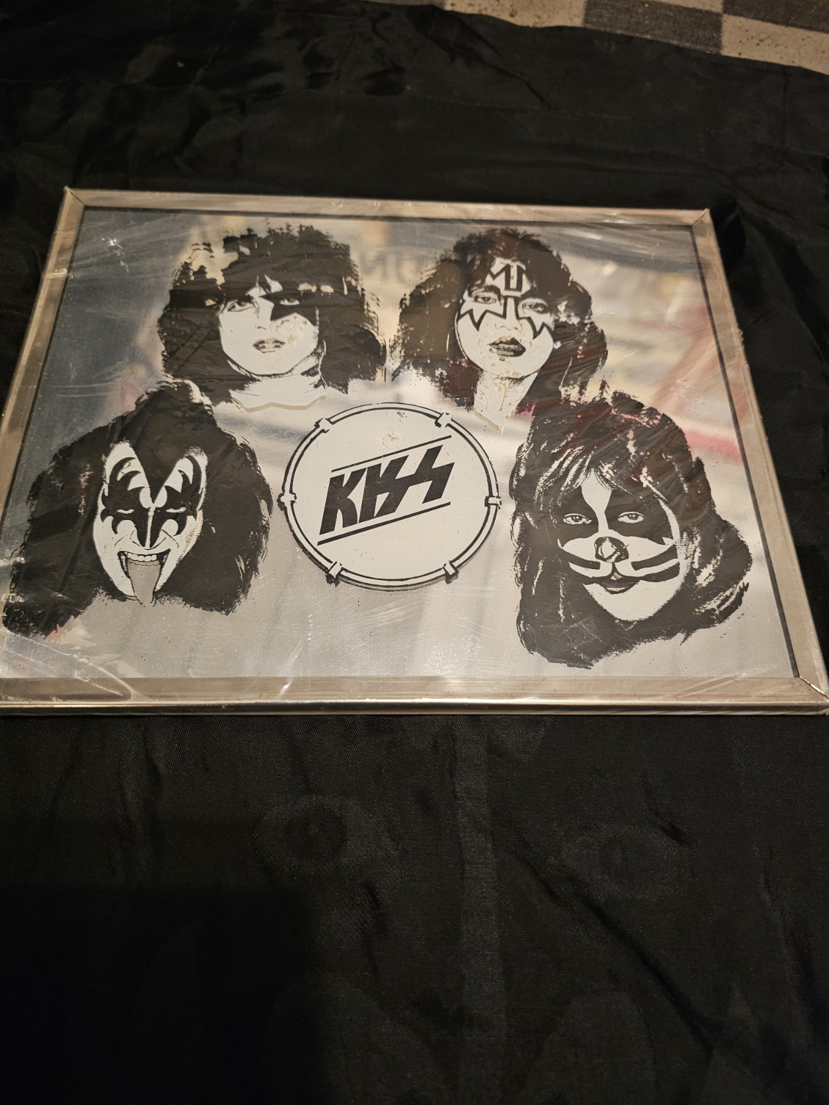 Vintage KISS Mirror Carnival Boardwalk Mirror Black & White