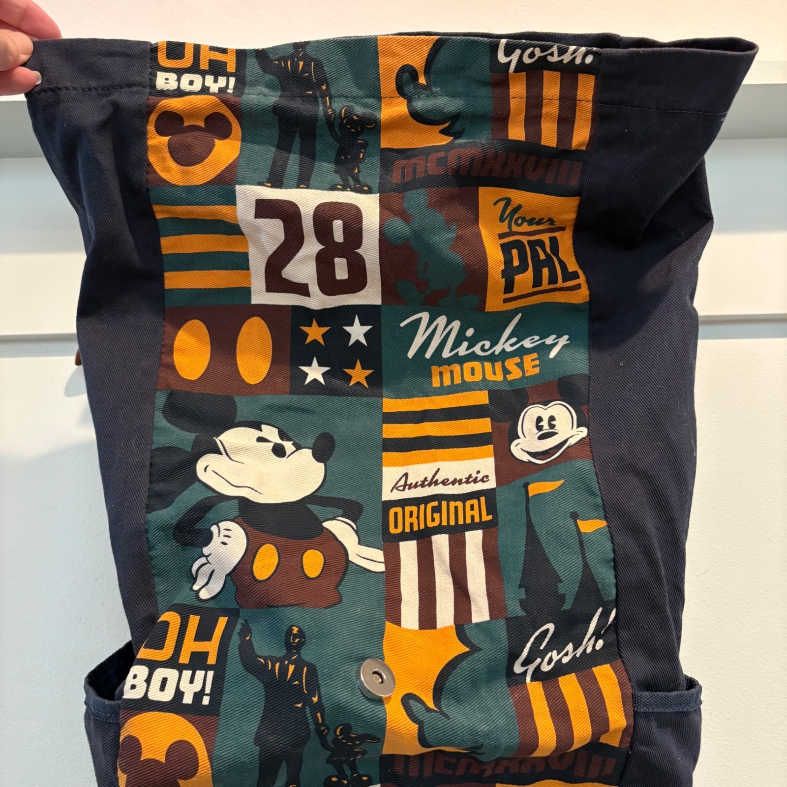 Disney Mickey Mouse Canvas Rucksack Backpack Navy Blue Graphic Collage Print