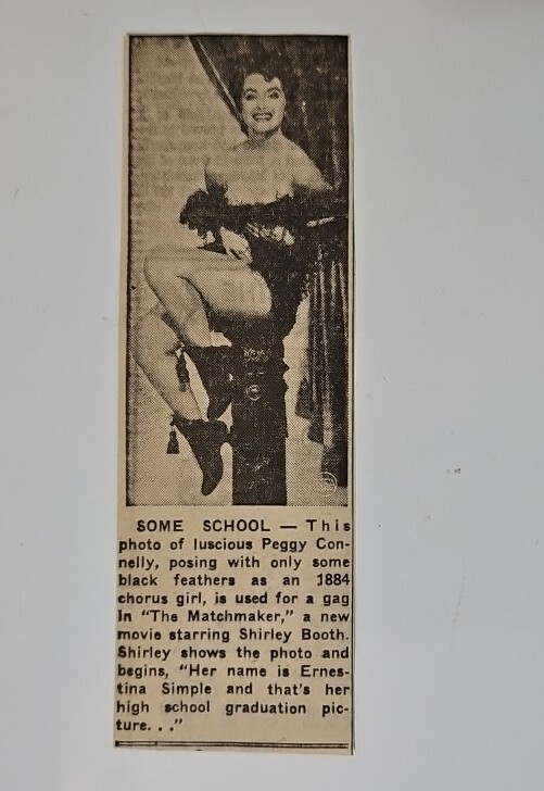 Peggy Connelly Burlesque Newspaper Photo 1950s From The Matchmaker Shirley Booth