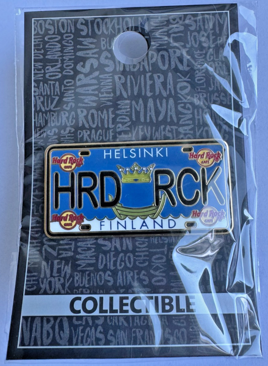 Hard Rock Café Helsinki Original License Plate Pin Finland Collectible New Mint
