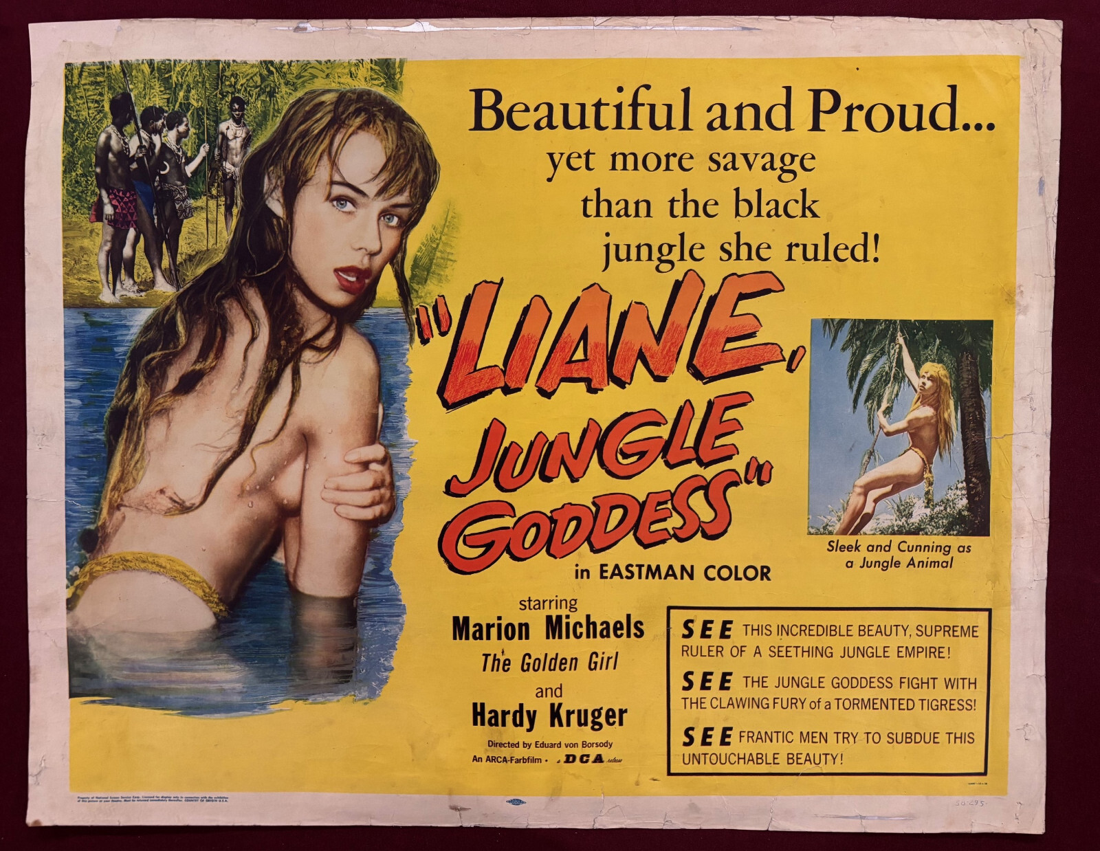 LIANE JUNGLE GODDESS POSTER 1958 MARION MICHAELS HARDY KRUGER