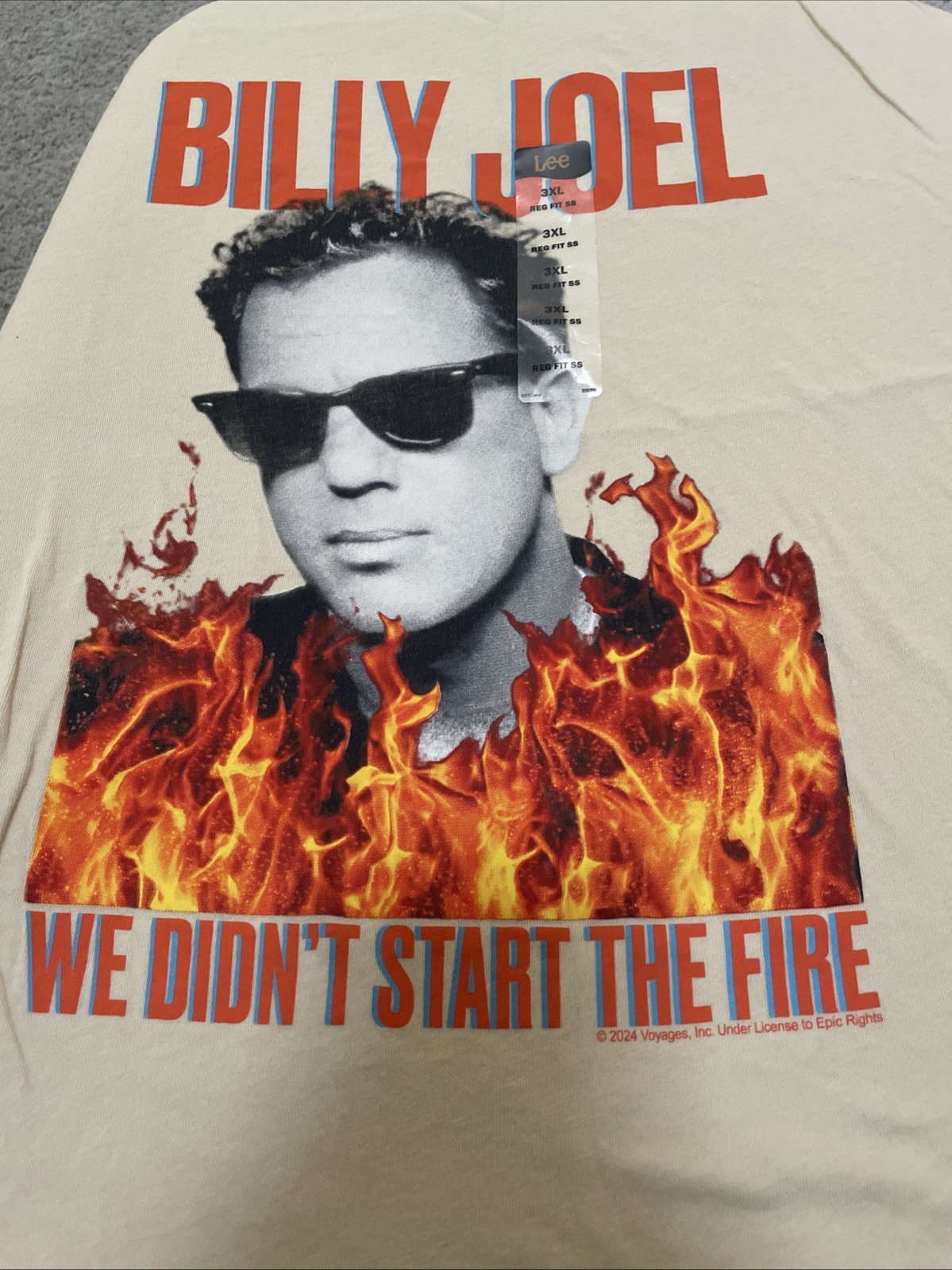 Lee Billy Joel t Beige We Didn’t Start the Fire Piano Man T Shirt Size 3 XL New