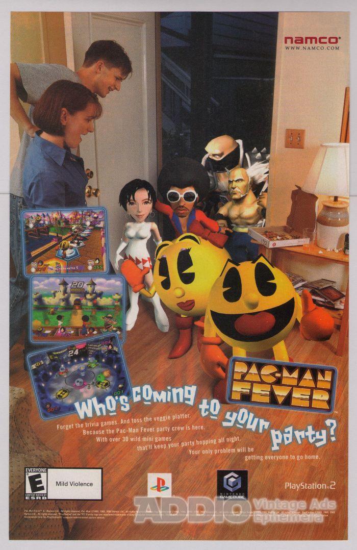 PAC-MAN FEVER video game PRINT AD Namco advertisement page PS2 GameCube 2002