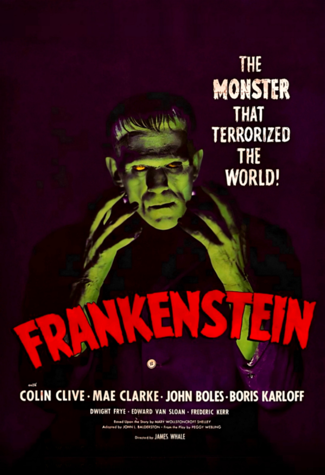 1931 Frankenstein Movie Poster 11X17 Boris Karloff Colin Clive Mae Clarke ⚡🍿