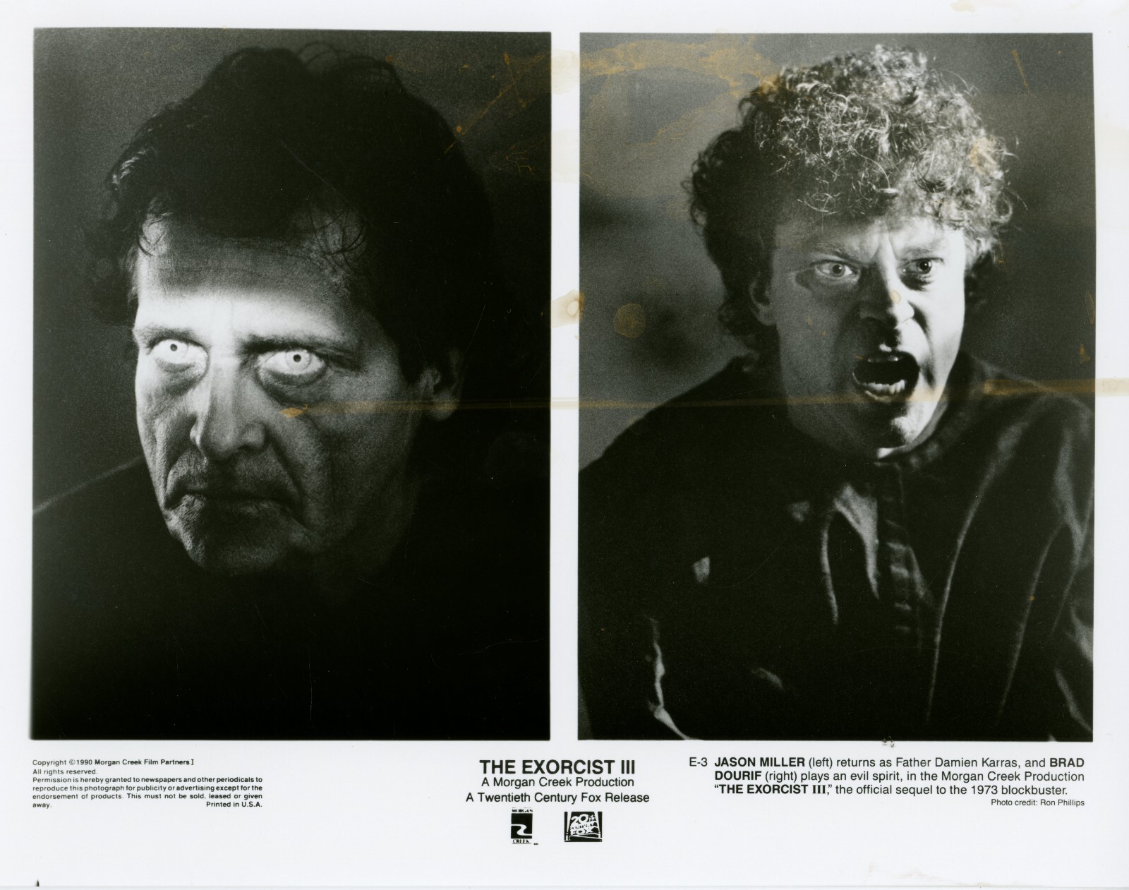 The Exorcist III (1990) 8×10 black & white movie still photo #3