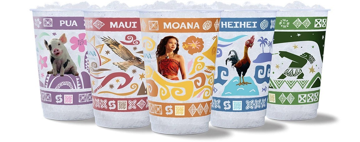 Disney Moana 2 Subway Collector Cup Complete Set of 5 w/ Lids NEW