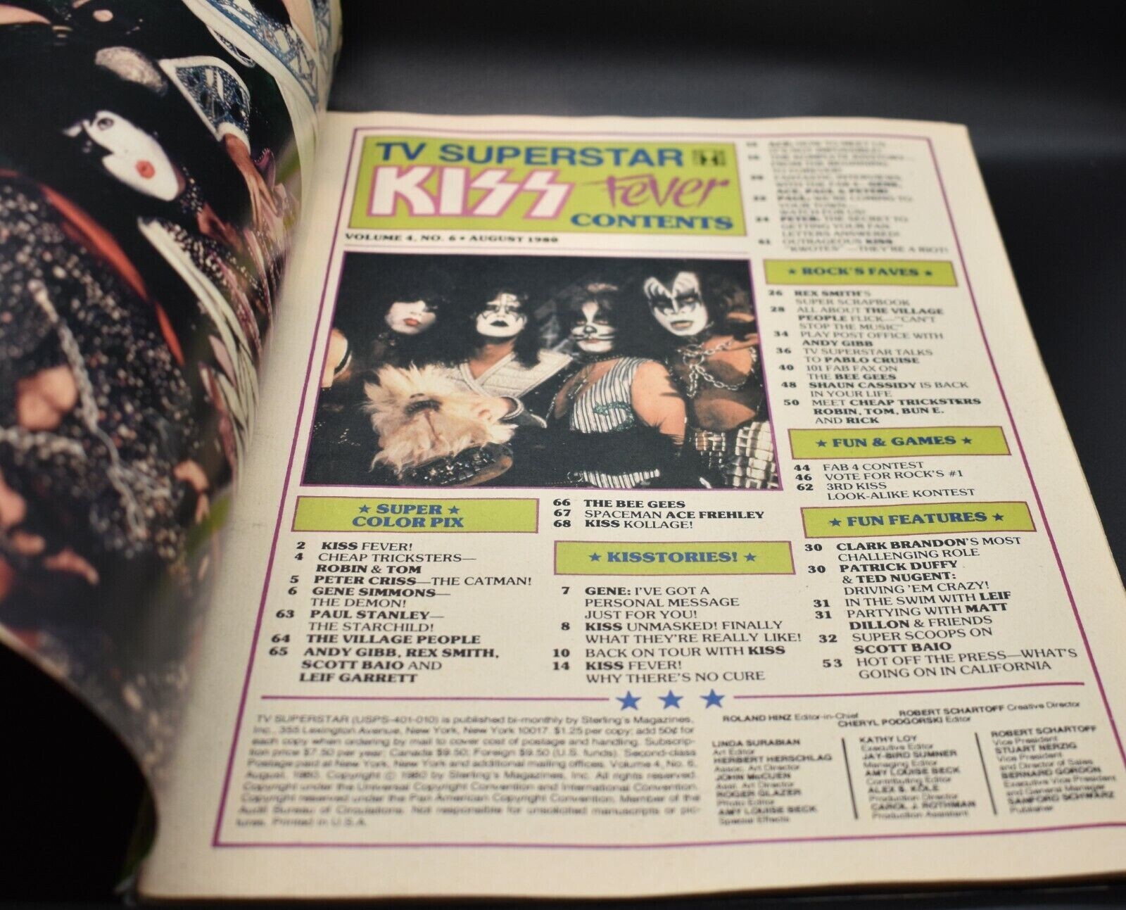 KISS-TV SUPERSTAR magazine-KISS FEVER-August 1980 magazine-Aucoin-Gene Simmons