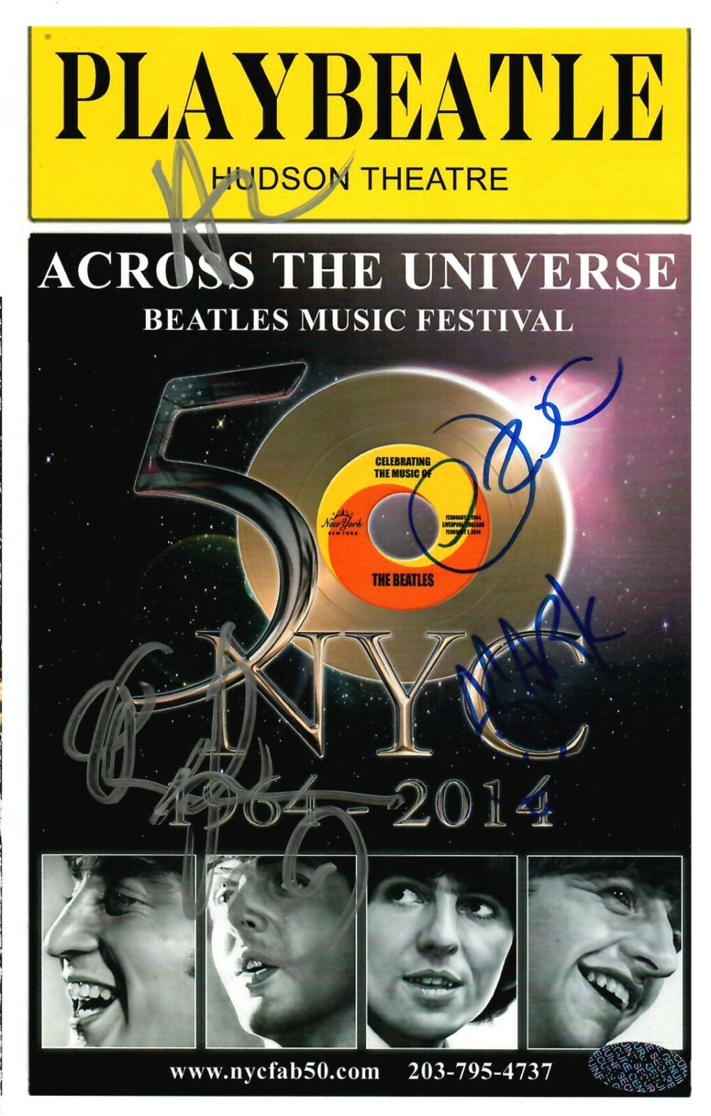 RARE! “The Spin Doctors” Chris Barron (+3) Hand Signed Playbill COA