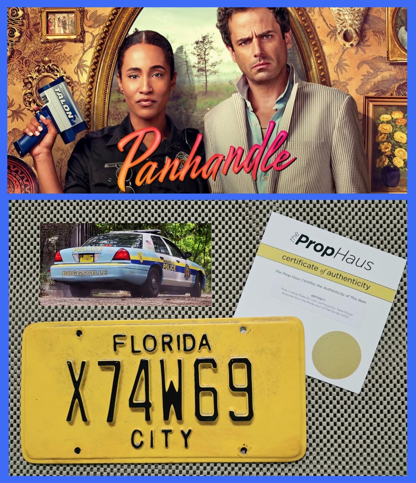 PANHANDLE: Cami/Tiana Okoye Prop License plate from her cruiser Season 1 w/COA