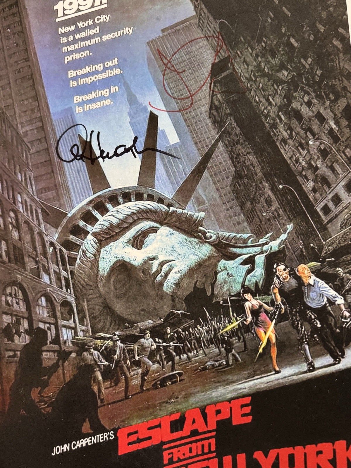 John Carpenter & Alan Howarth Signed Escape From New York 12×18 Movie Poster BAS