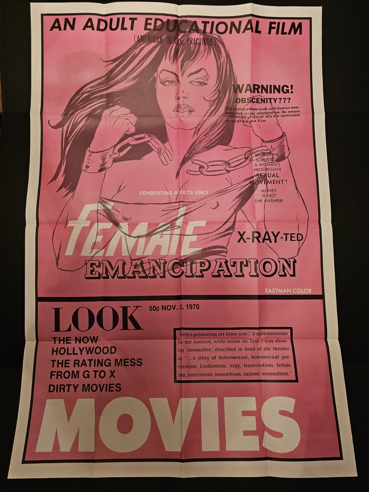 VTG “Female Emancipation” 1970 Original Movie Poster 27×41 Adult Film Sleaze XXX
