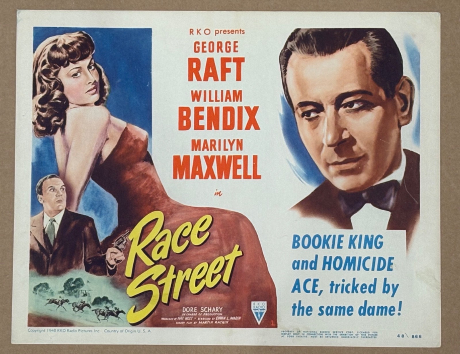 RACE STREET ‘48 GEORGE RAFT WILLIAM BENDIX MARILYN MAXWELL FILM NOIR TC