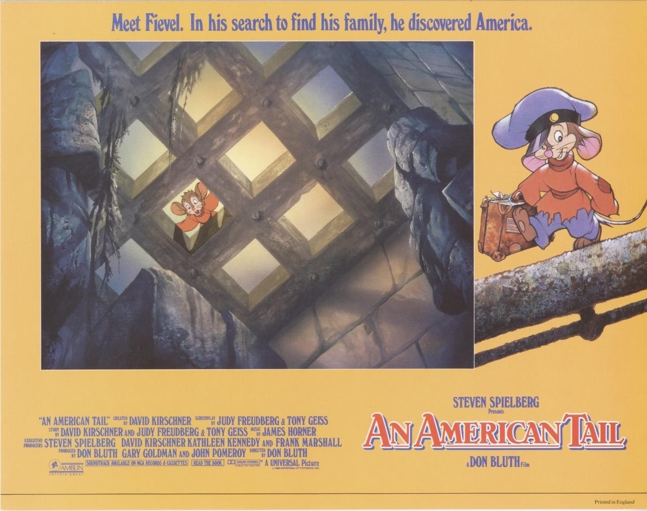 “AN AMERICAN TAIL” -ORIGINAL LOBBY CARD SET (8)-BRITISH-SPIELBERG