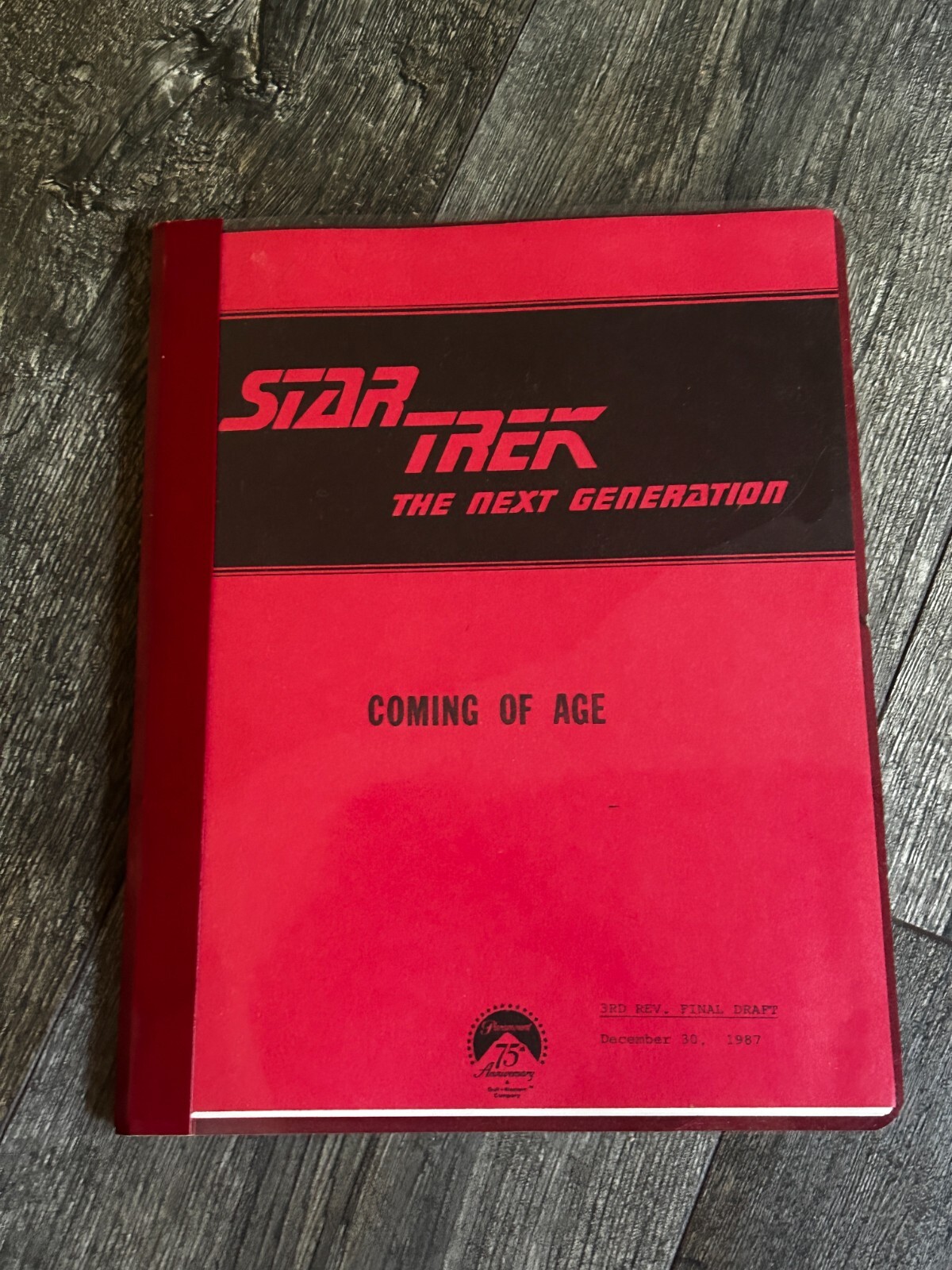 STAR TREK Script The Next Generation Coming Of Age 3rd Revision Final Draft 1987