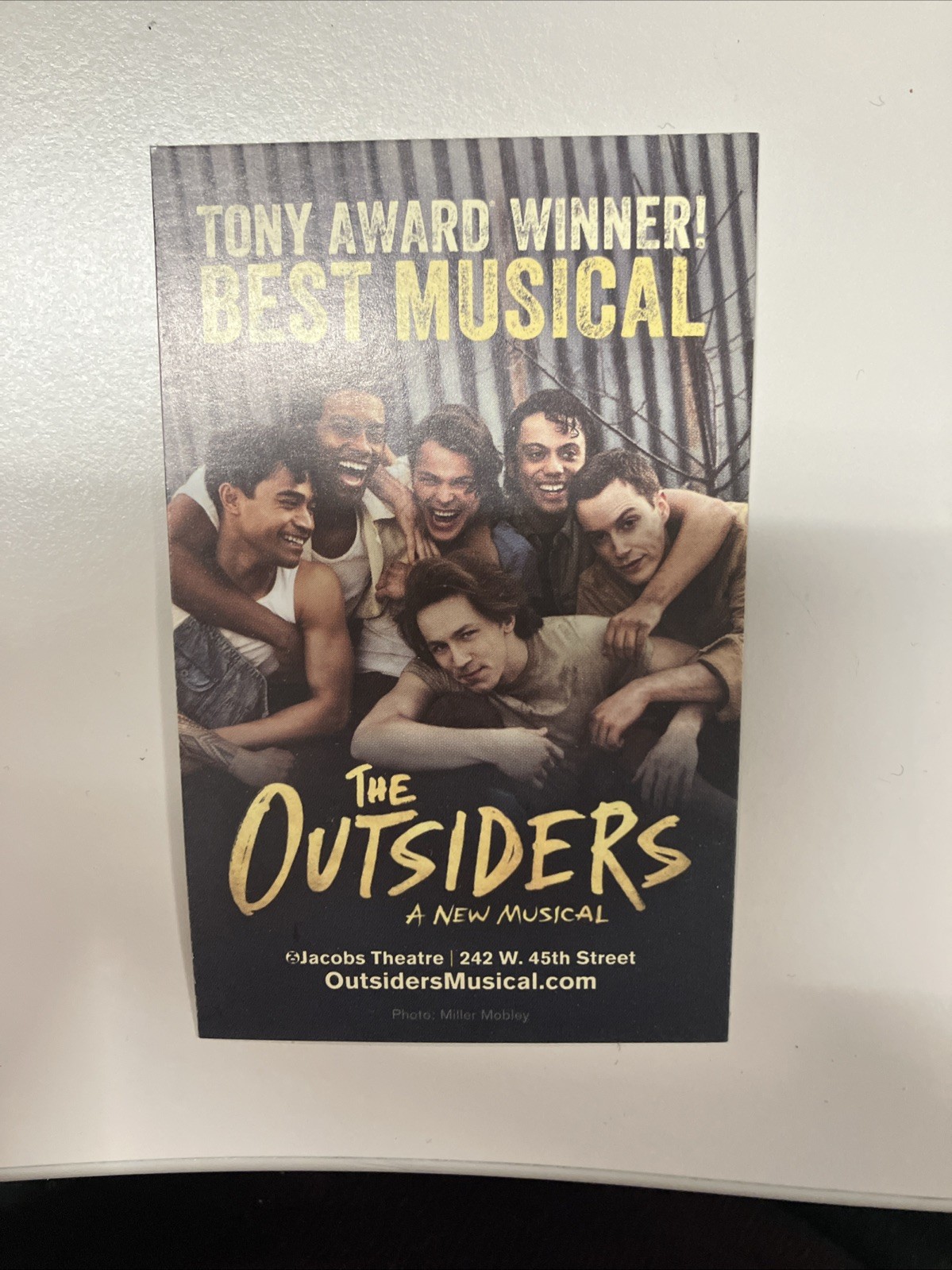 The Outsiders Broadway Mini Card Flyer Ad Approx 2-1/2 X 4 Musical Rare LAST ONE