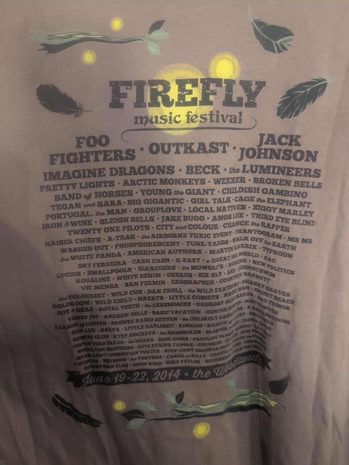 XL 2014 Official Firefly Music Festival Shirt Foo Fighters Outkast Jack Johnson
