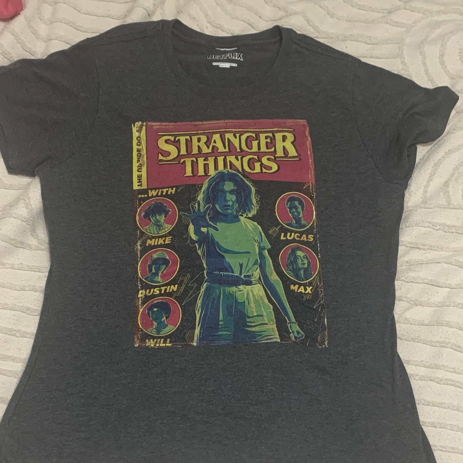 Netflix Stranger Things Official Merchandise Graphic T-Shirt Dark Gray