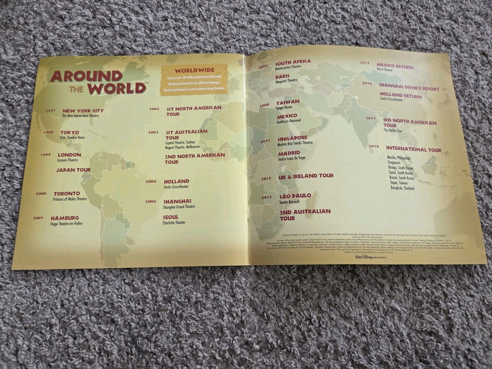 The Lion King Broadway Show Musical PROGRAM BOOK Play Souvenir 2019 DISNEY