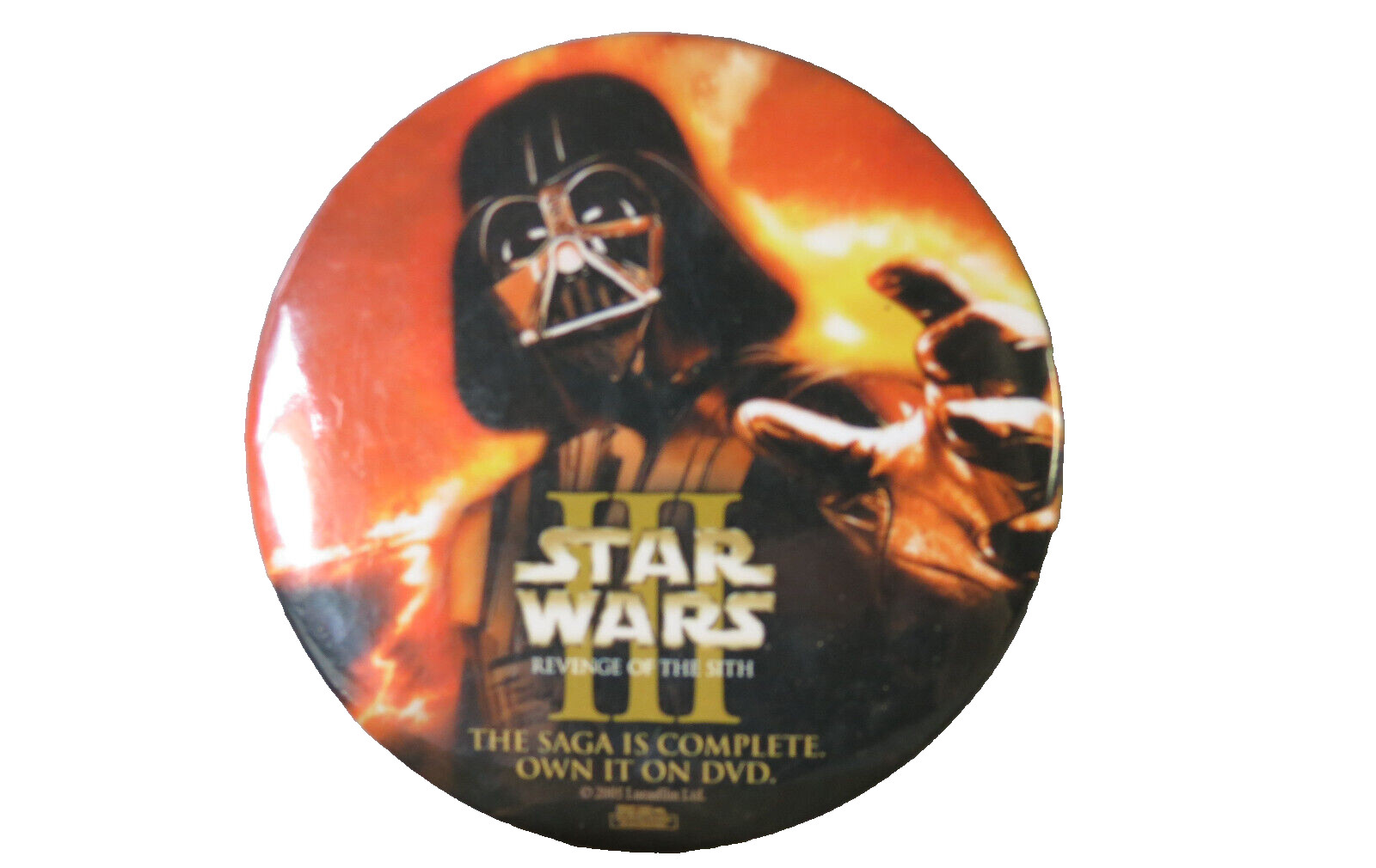 Star Wars III Revenge of the Sith Pinback DVD Promo 2005 Darth Vader Orange/Blac