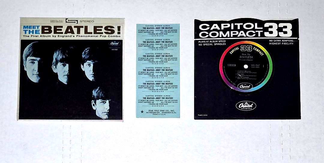 MEET THE BEATLES 1964 ULTRA MEGA RARE SXA-2047 CAPITOL COMPACT 33 EP WITH SLEEVE
