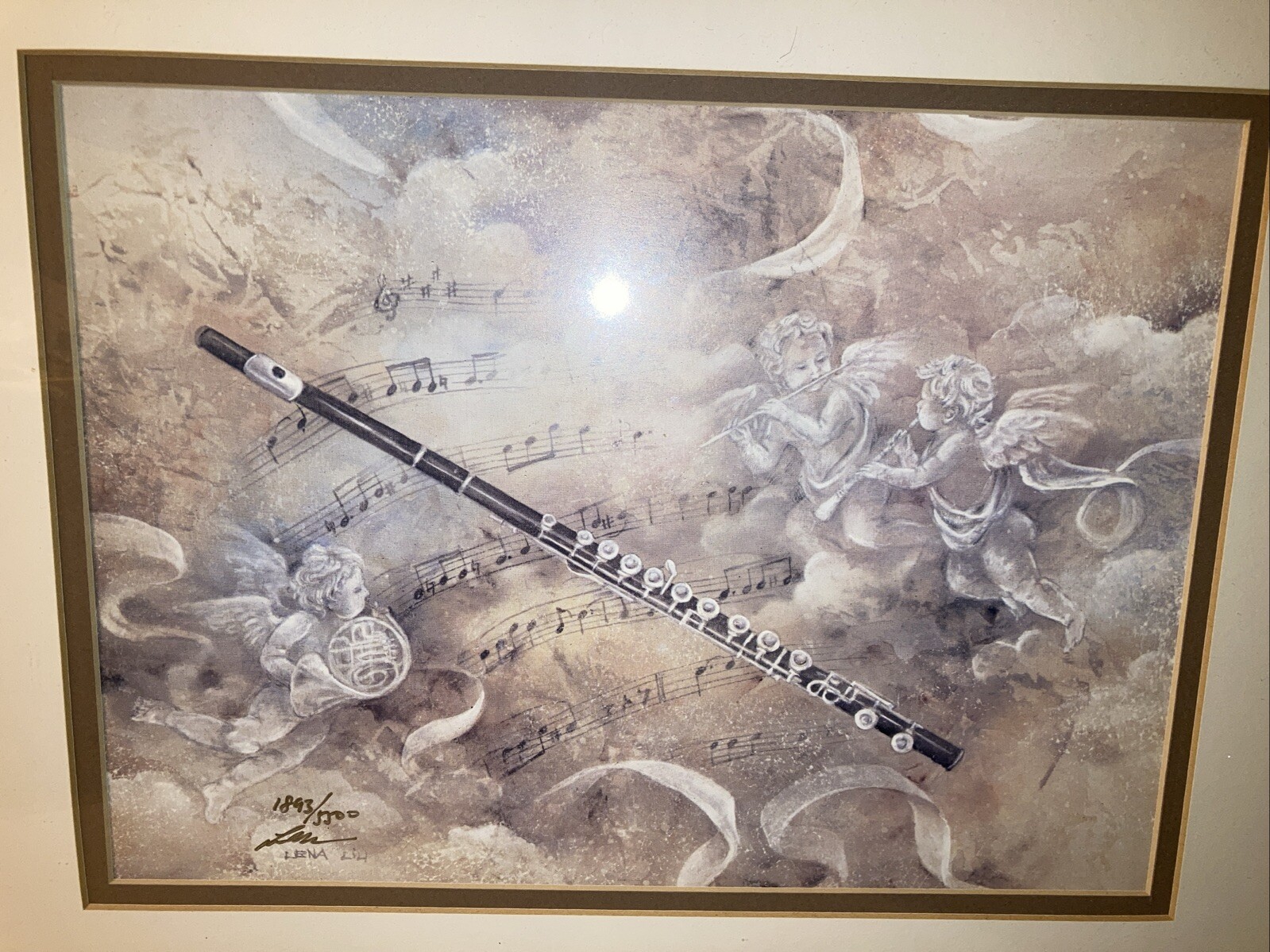 Lena Liu “FLUTE INTERLUDE” 21”x18”Framed -Pencil Signed LE 1893/5500 BEAUTIFUL