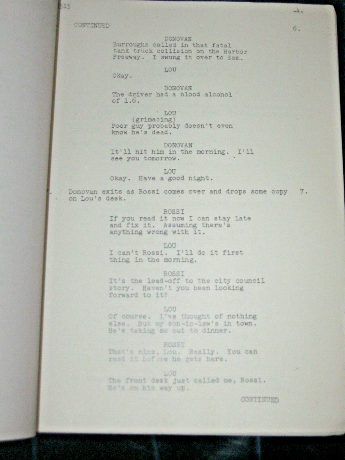 ED ASNER SIGNED ORIGINAL SCRIPT FOR “LOU GRANT” 1979 EPISODE “SCAM” SEASON 2