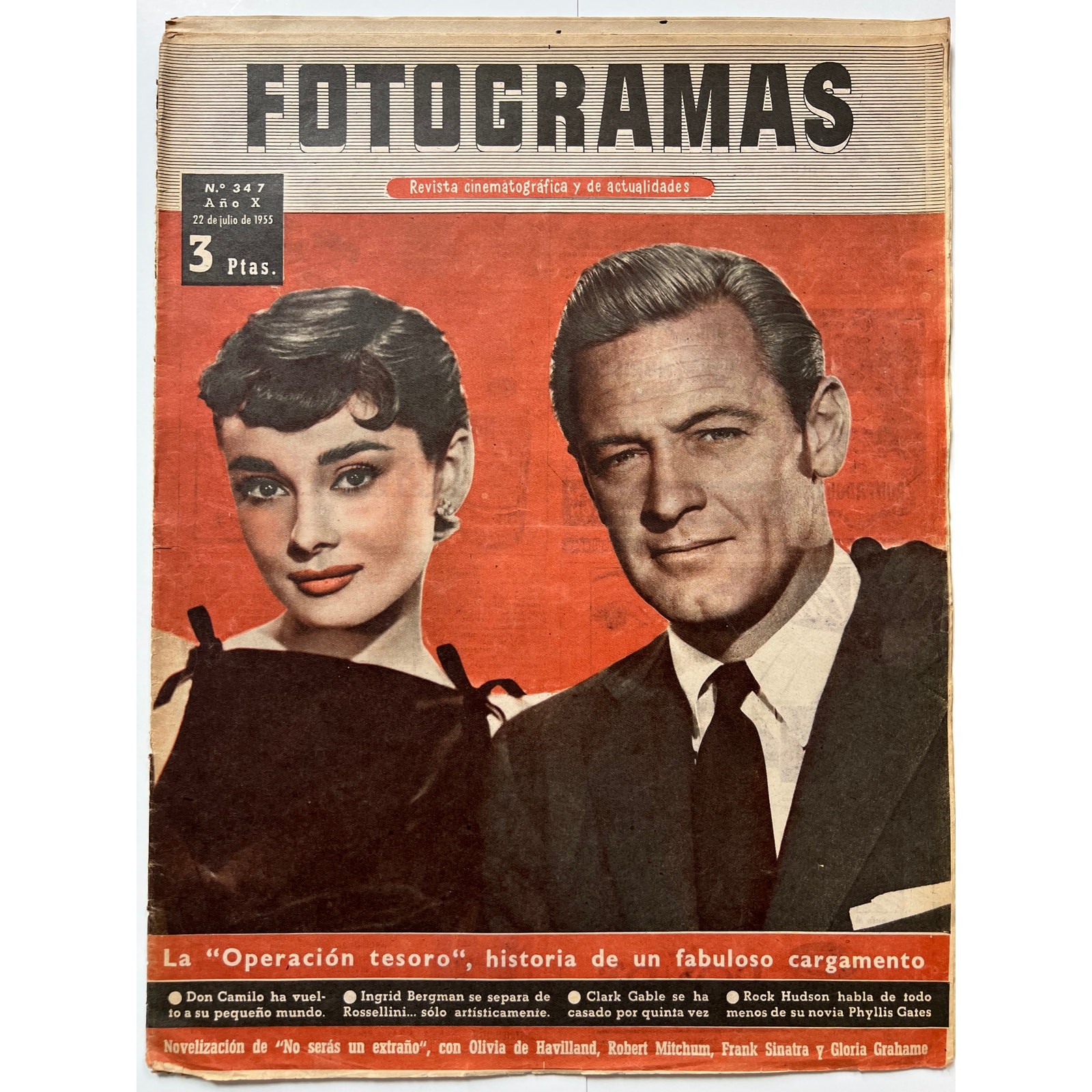 RARE 1955 Spanish William Holden Audrey Hepburn Magazine Breakfast at Tiffany’s