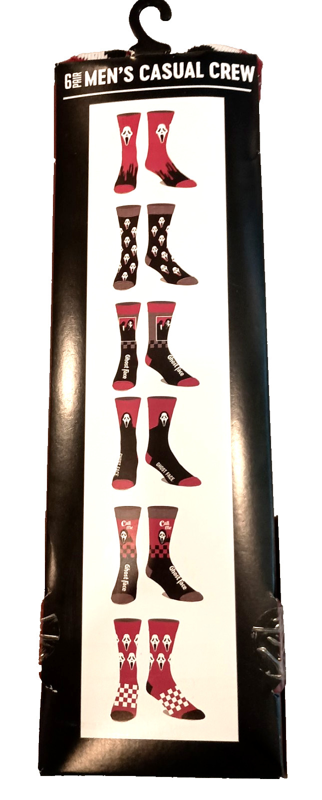 6 Pair Scream Horror Ghost Face Men’s Casual Crew Socks Sz 8-12 New NOS 2024