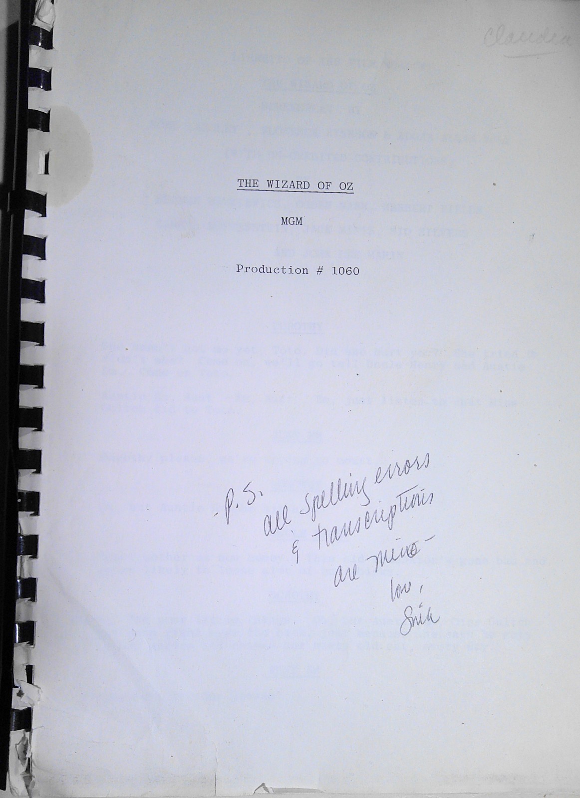 Libretto of the Film Musical the Wizard of Oz. Screenplay by Noel Langley et al
